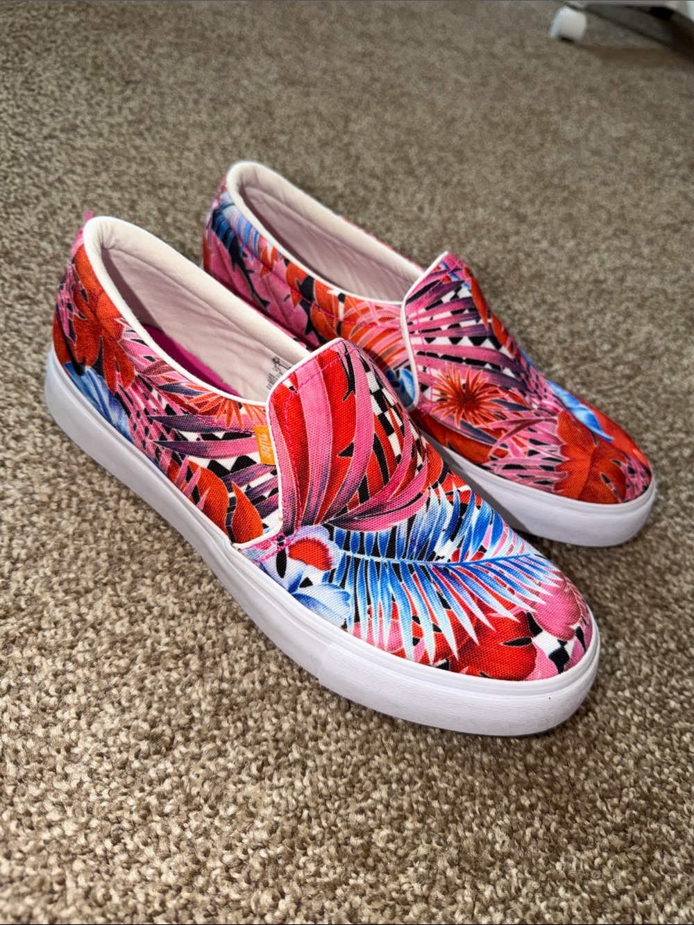 Nike Women’s Slip-On Floral Print Sneakers in Pink, Red & Blue